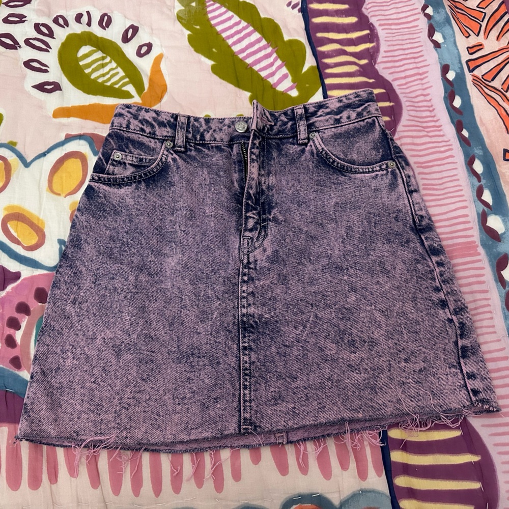 Top Shop Purple Acid Wash Skirt